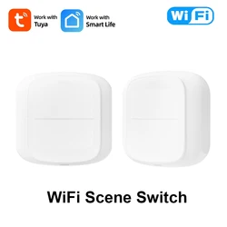 Tuya Smart Life WiFi Scene Switch 2 Gang 4 Scene Wireless Switch Push Button Home Automation Scenario Linkage Bulb Switch Device