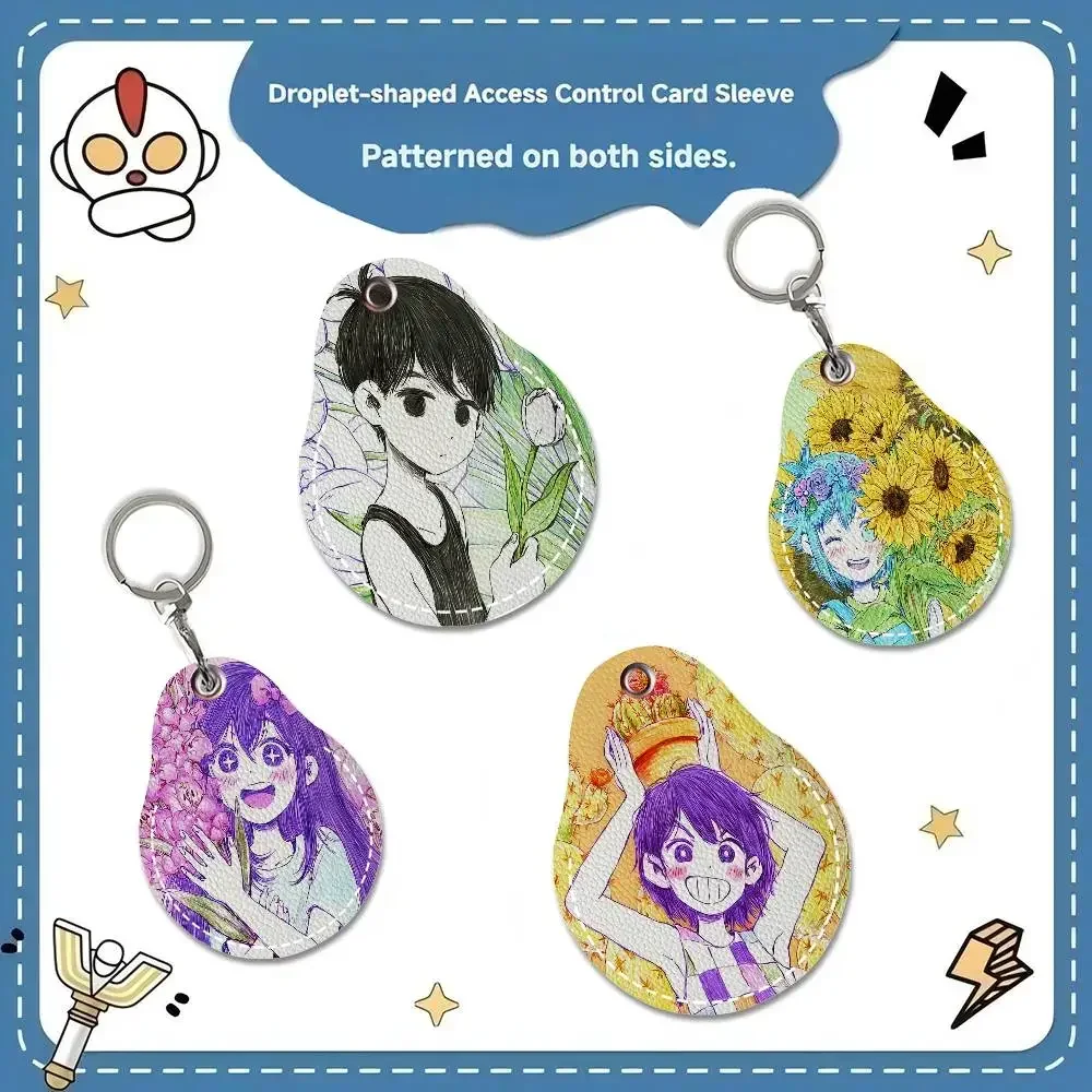 O-Omori Art Water Drop Access Card Case Anti-lost Fingerprint-proof Card Holder Keychain Anti-fall Accessories