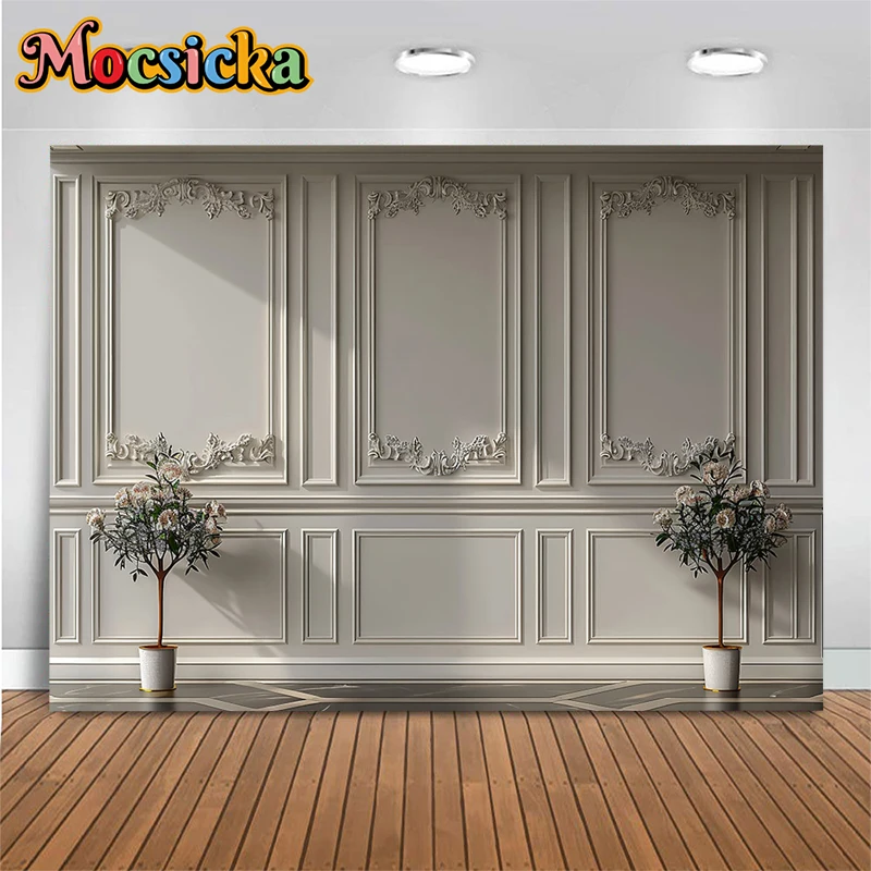 Mocsicka Grey Palace Wall Photography Backdrop Marble Art Texture Background Cloth Decor Wallpaper Family Photo Studio Backdrops