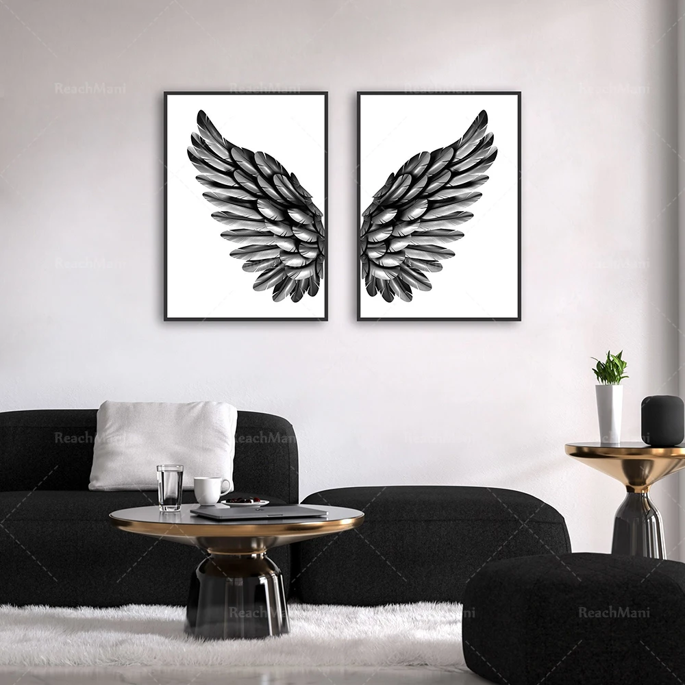 

Wings Black and White Art, Angel Wings Print, Bird Wing Art, Wing Modern Art Wall Decor Aesthetic Poster,