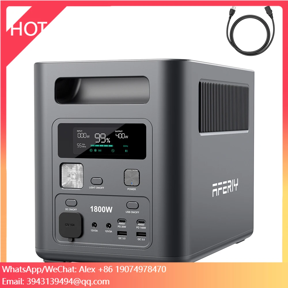 

Портативная электростанция AFERIY Nomad 1800W с чистой синусоидальной волной, литий-ионный аккумулятор LiFePO4, управление через приложение, генератор энергии для кемпинга