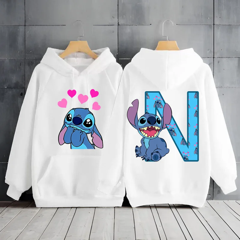 Kawaii Stitch Disney Hoodie Y2k Clothes 26 English Letters Woman Clothes Long Sleeve Stitch Women\'s Y2k Hoodie Clothes Hoodies