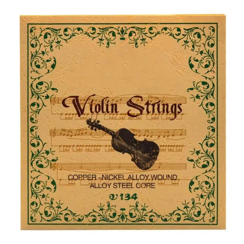 Violin String Set 4/4 Violin Fiddle String Set G-D-A-E Universal Violin Parts With Nickel-Plated Ball End Synthetic Steel Core