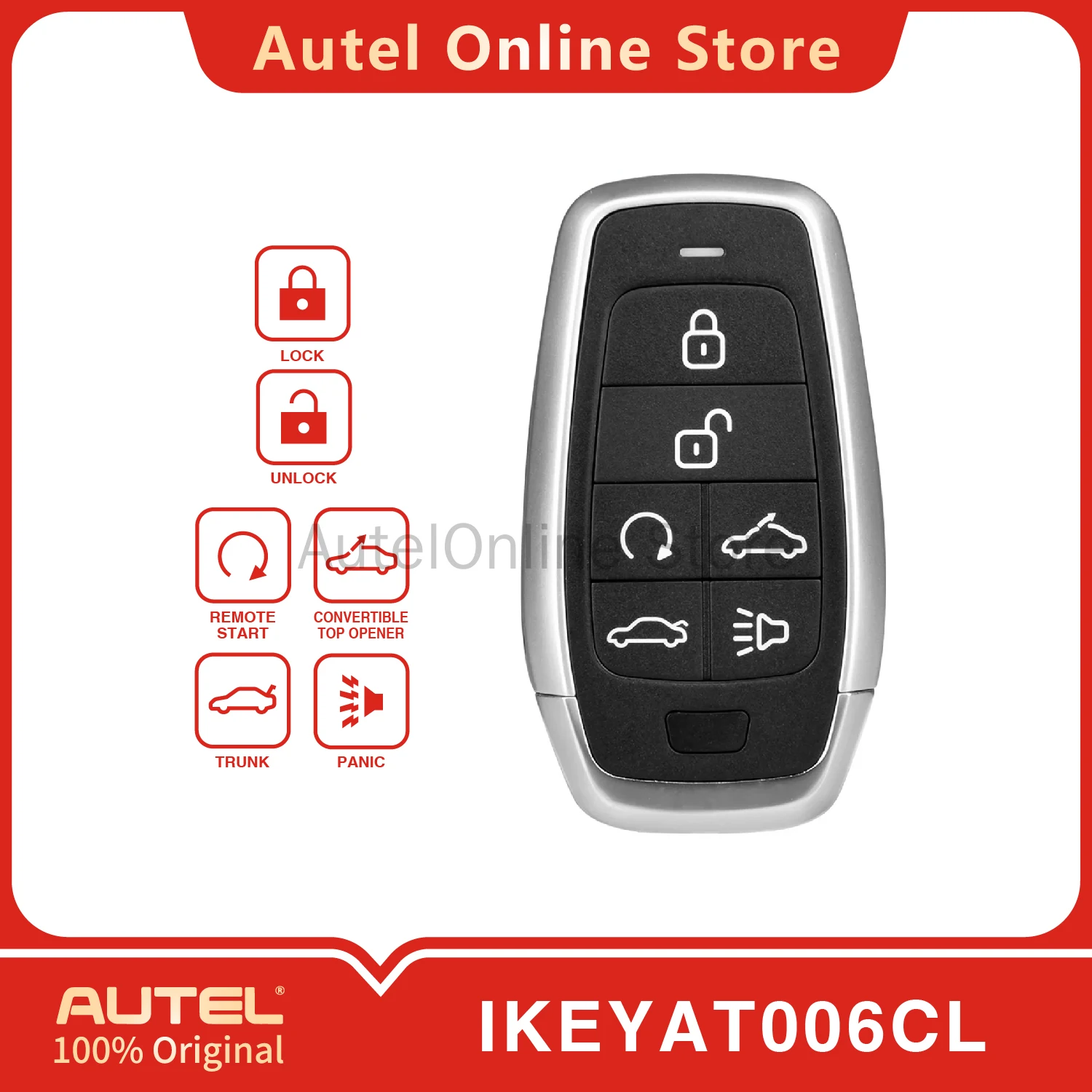 

AUTEL IKEYAT006CL 6-кнопочный универсальный интеллектуальный дистанционный ключ для KM100/IM508/IM608