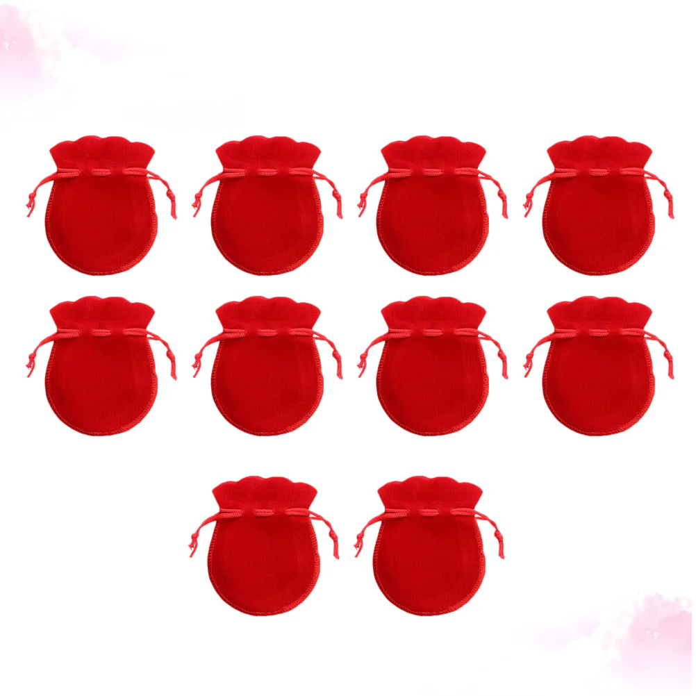 

20pcs Jewelry Pouches 9X12Cm Red Flannel Drawstring Gift Bags For Wedding Party Christmas Candy Storage Pouch Favor Bag