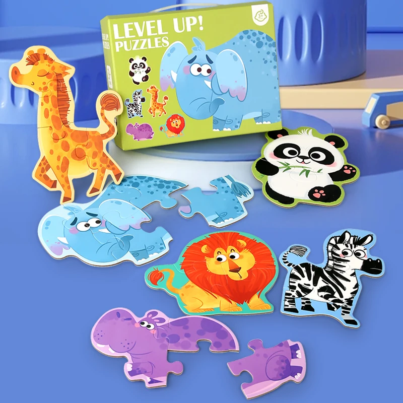 Wooden Jigsaw Puzzle Kids Toy Cartoon Animal Jigsaw Puzzles Game Early Educational Toys Gift Set for Children