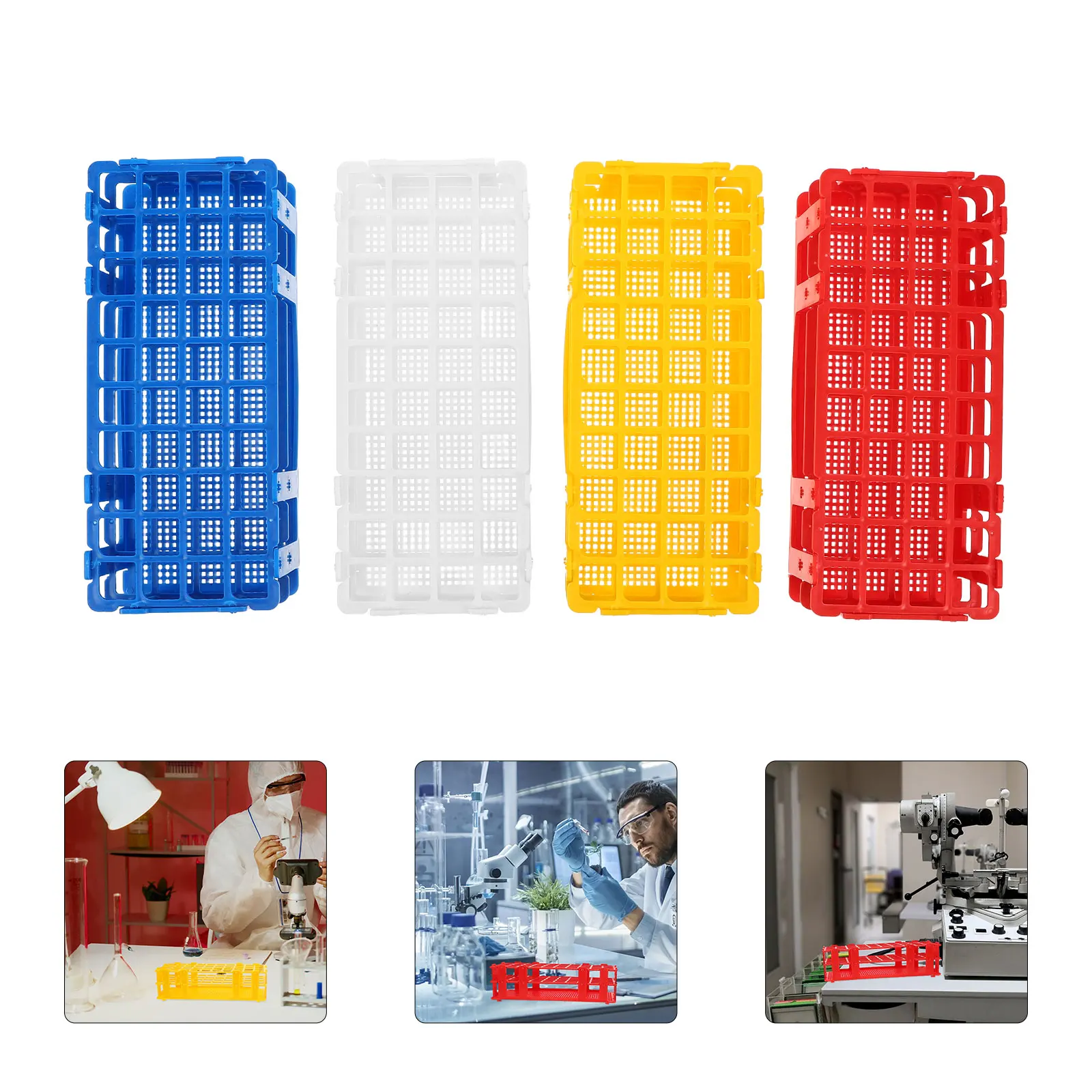 

4 Pcs Test Tube Stand Container Lab Holder Specimen Rack Storage Drying