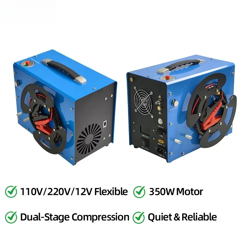 4500PSI Portable Built-in Power Converter Oil-Free Auto-Stop PCP Air Compressor for Scuba Diving-dive Tanks
