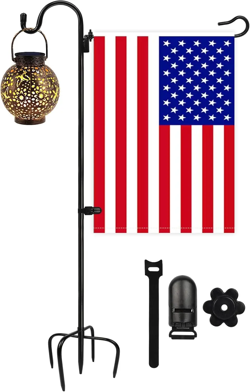 Garden Flag Holder Stand Shepherd Hook,54 Inch 1/2 Thick Garden Flag Pole, Rust-Proof Shepherds Hook Flag Stand for Flag, Lights