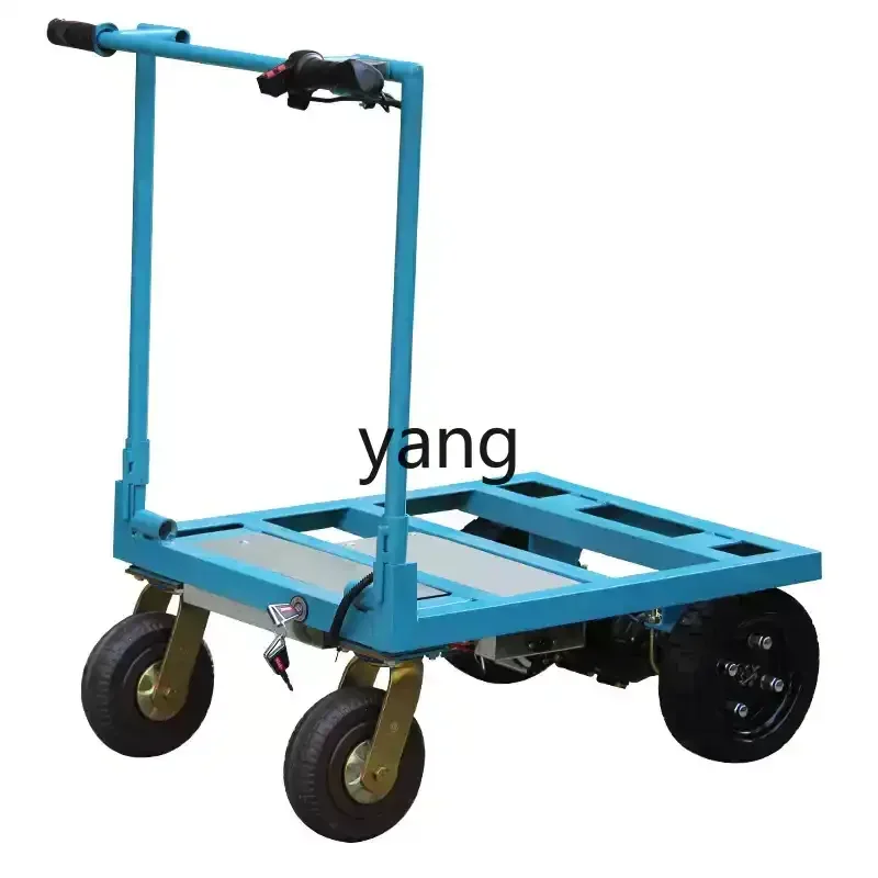 YJQ electric hand push truck, construction site to pull tiles, cement, fold into the hill to pull goods, flat trolley