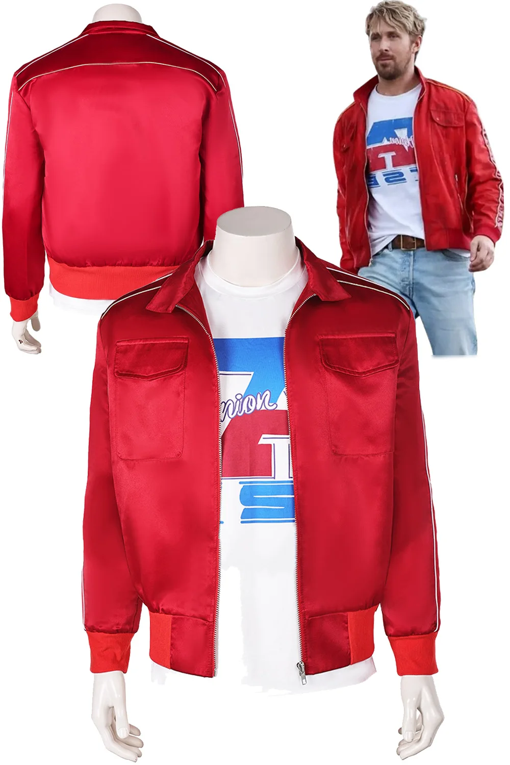 Fantasia Colt Seavers Cosplay Red Jacket T-shirt 2024 Movie Fall Guy Disfraz Costume Men Fantasy Halloween Carnival Party Cloth