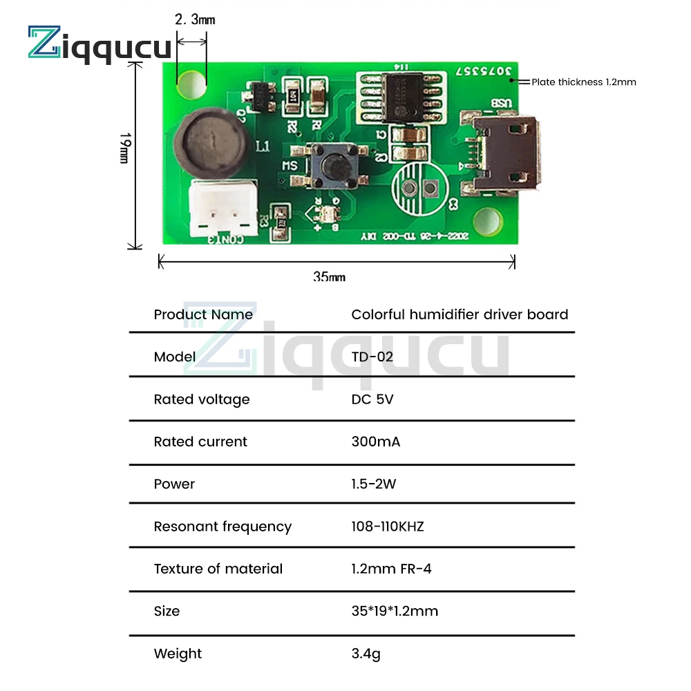 Ultrasonic Atomização Maker 20mm 113KHz Névoa Atomizador DIY Umidificador com PCB DC3-12V Mini USB Módulo Umidificador