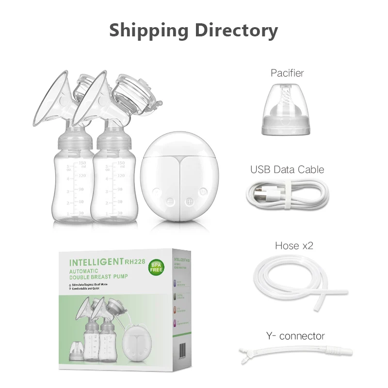 Extractor de leche doble eléctrico, extractor de leche sin BPA, USB, con almohadillas de lactancia y juego de regalo de almacenamiento