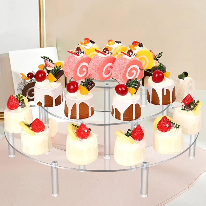 

3-Ties Acrylic Cake Stand Sweet Luxury Square Plate Fruit Nut Tray Charger Plates For Home Wedding Table Decoration