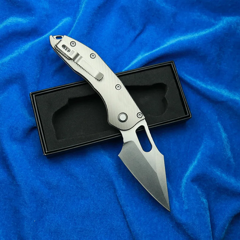 LEMIFSHE  RamL Manual Titanium Handle Ceramics Bearing Mark M390 Blade Hunting Outdoor Fish EDC Tool Folding Camping Knife