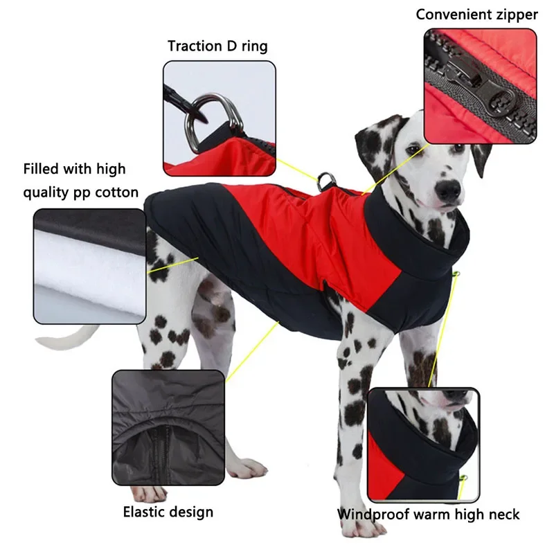 Big Dog Clothes for Small Large Dogs Cats Autumn Winter Waterproof Warm Fleece Puppy Jacket Coat Golden Retriever Pet Costumes