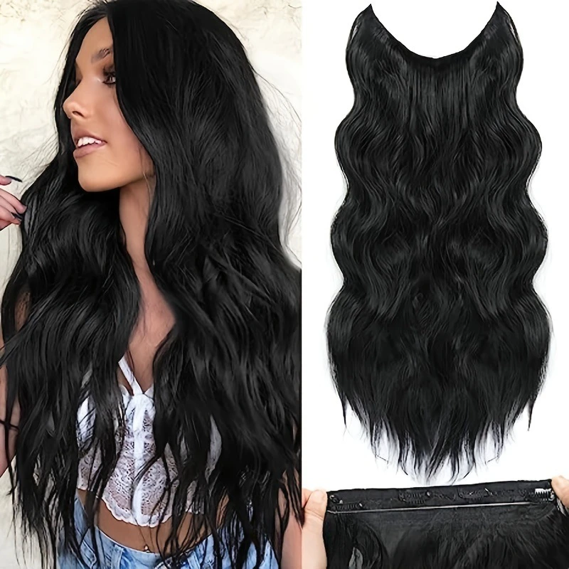 Fishing Line Wig Piece Can Adjusted Freely European and American Wigs Water Ripples Long Curls Invisible Thread Hair Extensions