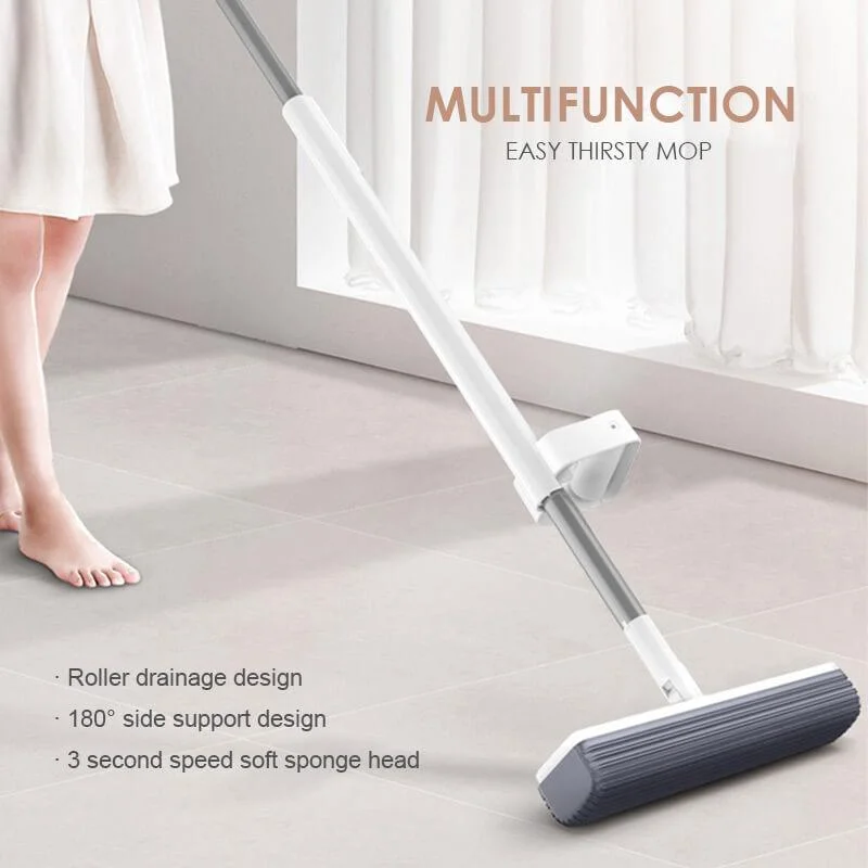 Mop Hand-free Magic PVA Sponge Mop 360 Degree Flat Dust Wet for Home Kitchen Wood Ceramic Tiles Floor Cleaning