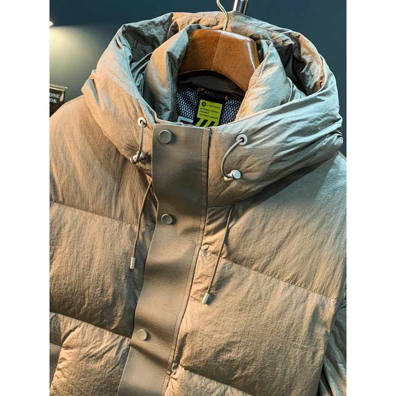 Fluffy down jacket men's winter 2025 new hooded warm jacket windproof and cold resistant duck down clothes