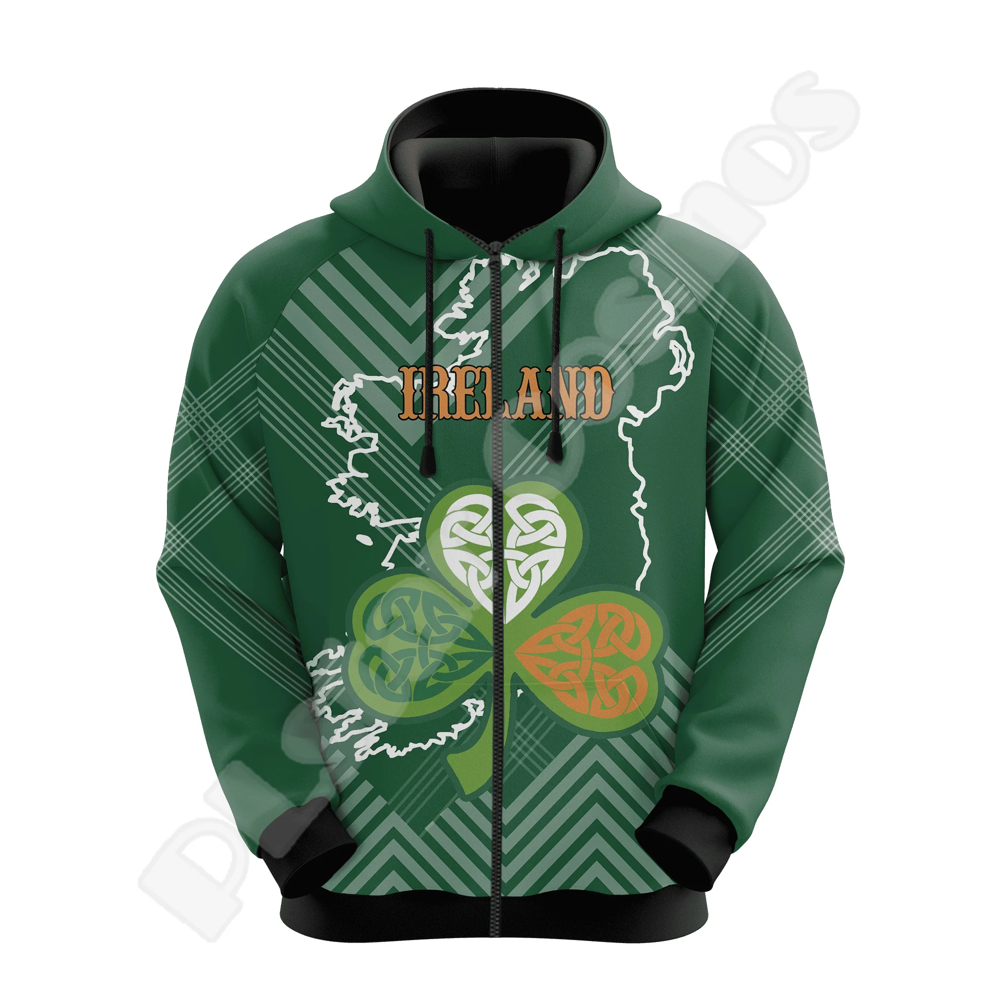 NewFashion Country Flag Ireland Clover Irish St.Patrick Tattoo Vintage 3DPrint Pullover Funny Harajuku Casual Jacket Hoodies X25