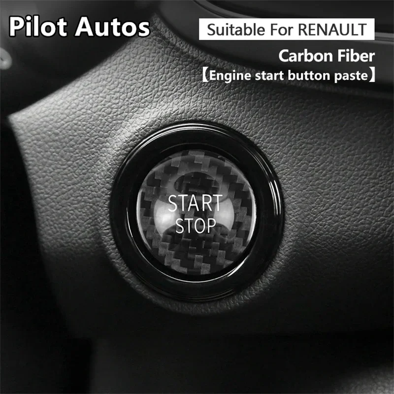 For Renault Megane Car Engine Start Stop Button Cover Genuine Carbon Fiber Sticker 2010 2011 2012 2013 2014 2015 2016 2017 2018
