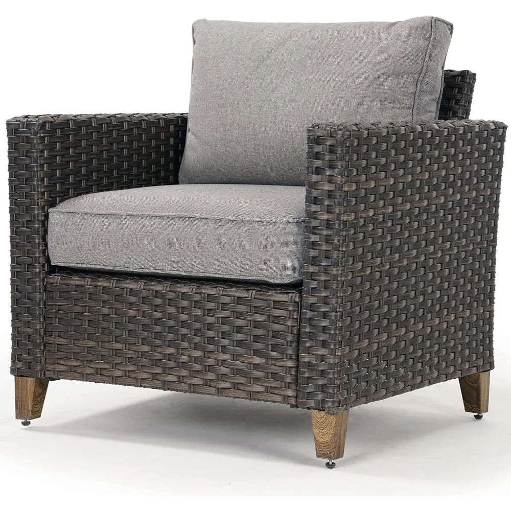 

Outdoor Furniture, Patio Wicker Sectional Sofa Modular Furniture Set Single Sofa with Thick Cushions for Deck Porch Poolside Ga