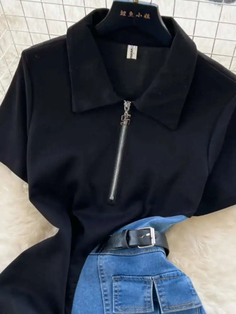 XFPV النساء فيستدوس الألوان المتناقضة المرقعة سليم صالح عالية الخصر فساتين من قماش الدنيم التلبيب Vestidos لربيع وصيف 2025 SM10385 #3