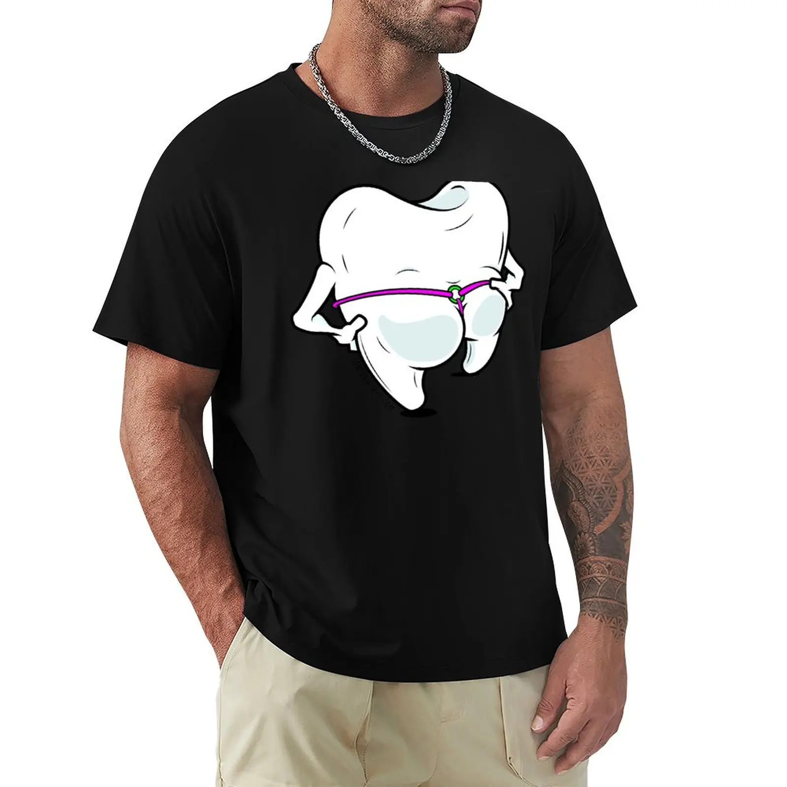 Dental Floss T-Shirt Trendy Print Short Sleeve T-Shirt