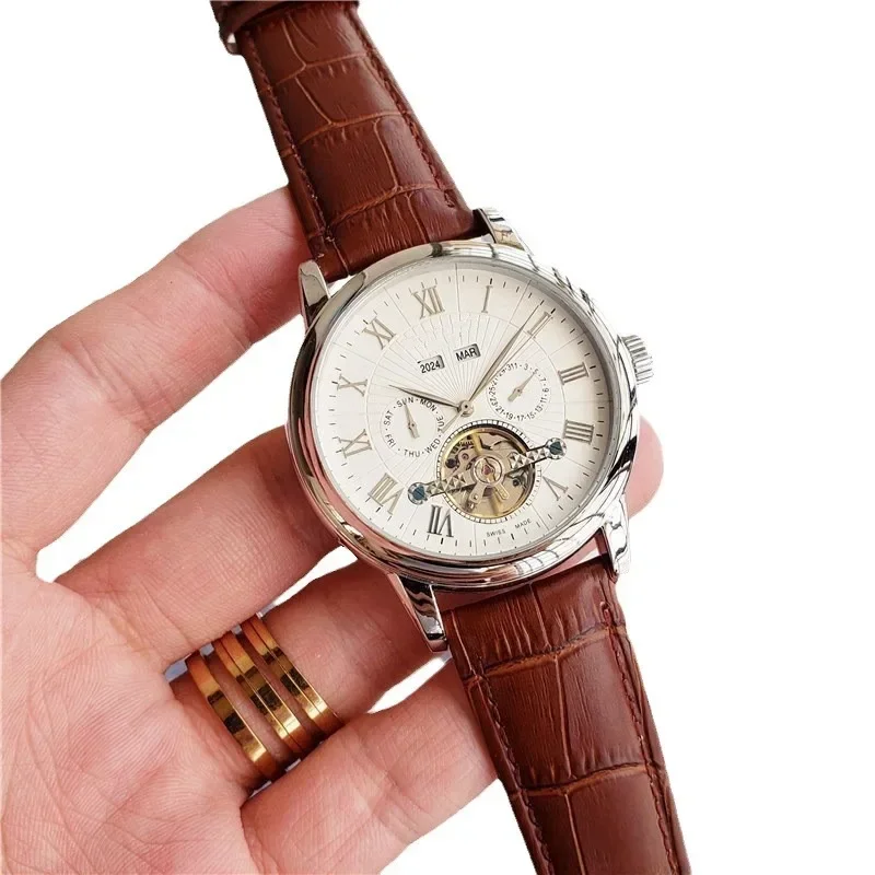 2025 New Brand Mens Watches Luxury Waterproof Automatic Mechanical Wristwatch Men Business Luminous Quartz Watch Leather Clock