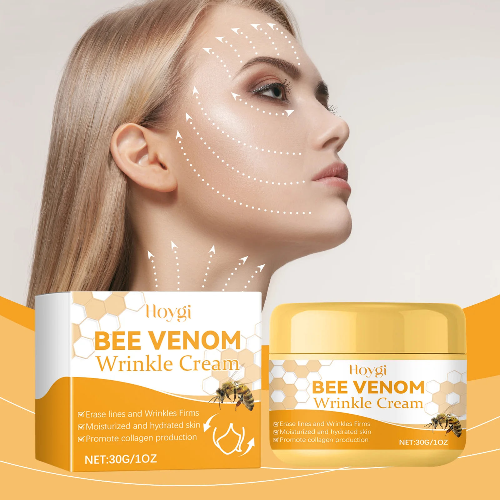 Bee Venom Gesichtscreme, feuchtigkeitsspendend, durchhängend, Verbesserung der feinen Linien, reduziert geschädigte Haut, Reparatur der Gesichtscreme, nährende Hautpflege