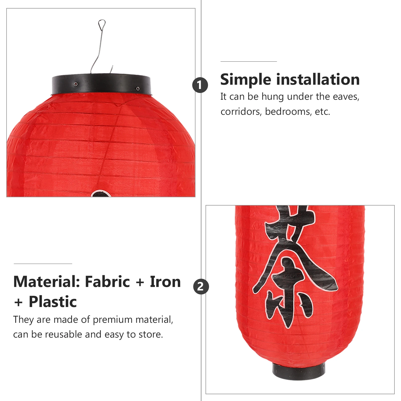 

Japanese Style 2 Sets Japanese Style Lantern Bright Red Plastic Hanging Waterproof Traditional Festive Indoor Outdoor Decor