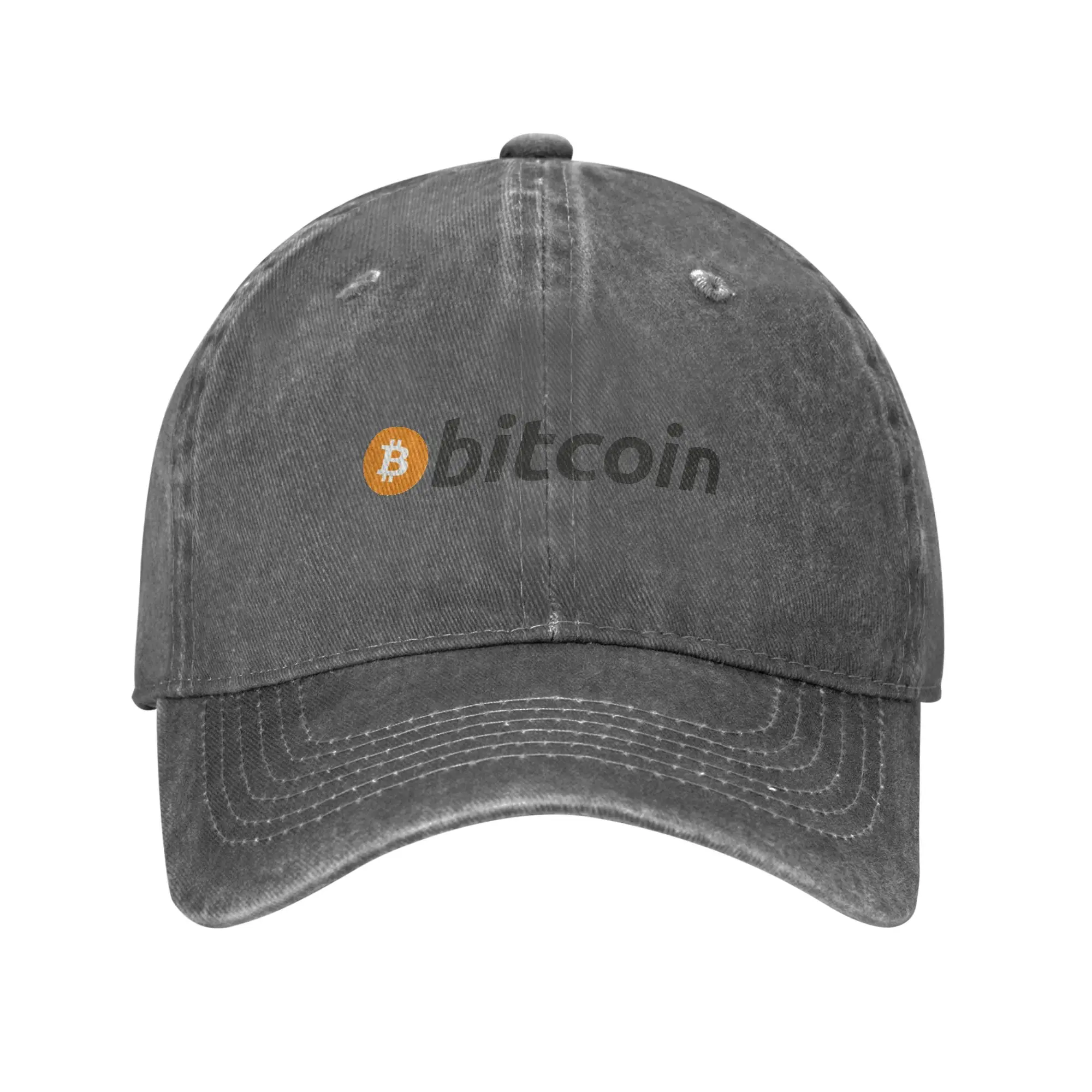 Bitcoin Logo Washed Denim Cap Casual Baseball Caps Adjustable Hat Summer Unisex Baseball Hats