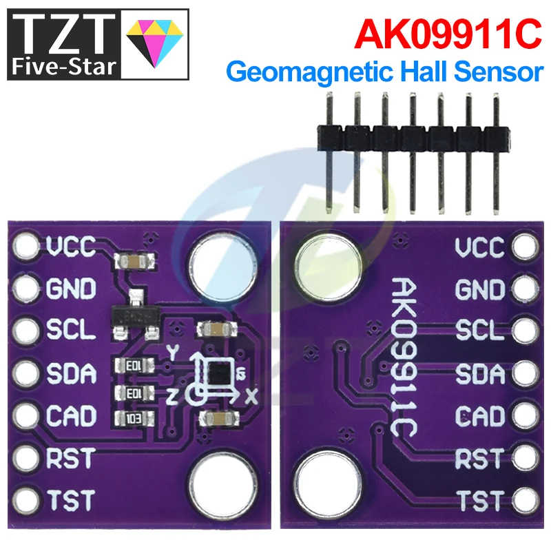 TZT MCU-9911 AK09911C Geomagnetic Hall Sensor Three-axis Compass Magnetometer Module For Arduino