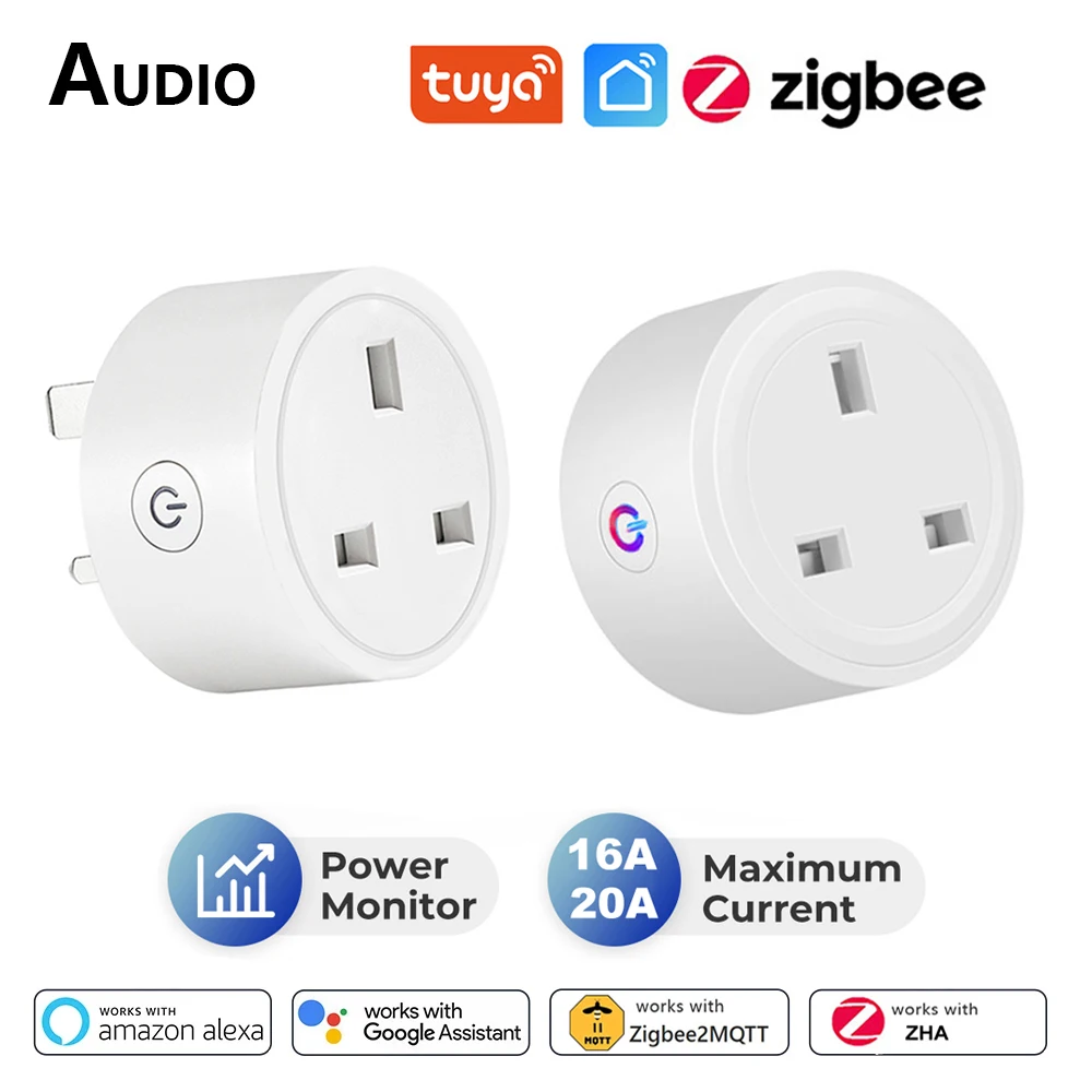 

Tuya Zigbee Smart Plug UK Socket 20A 16A With Energy Monitoring Timer Function Power Outlet Smart Life APP Voice Control Alexa