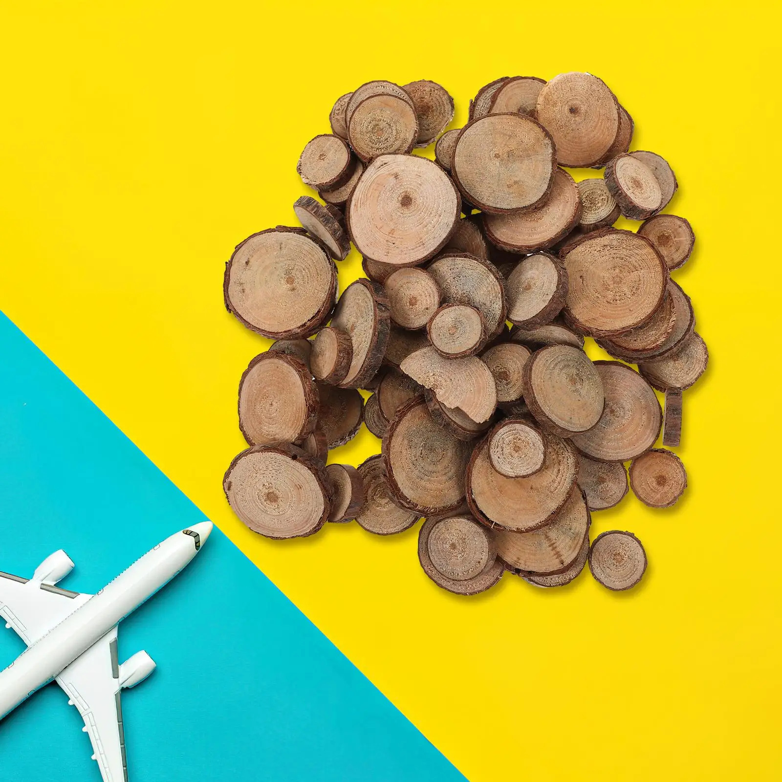 100 Pcs Home Decor Log Pieces Props Photography Wood Wooden Plate Chocolate Child