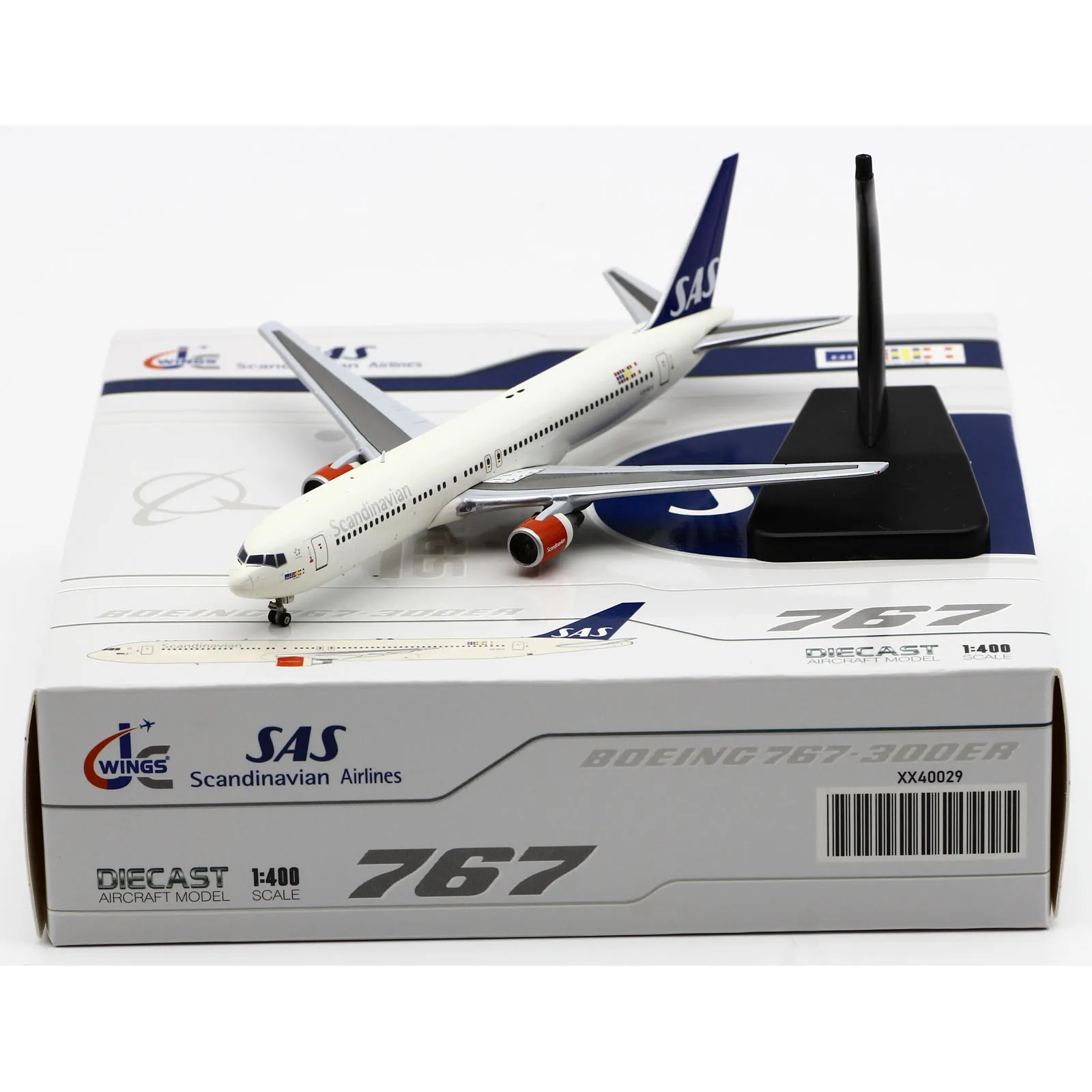 XX40029 Alloy Collectible Plane Gift JC Wings 1:400 Scandinavian Airlines SAS Boeing B767-300ER Diecast Aircraft Model LN-RCG