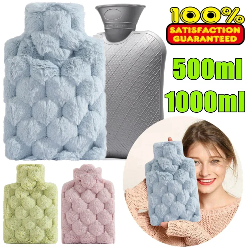 

1000/500ML Hot Water Bottles Bag Water-filling Hot-water Bag for Female Warm Belly Hands and Feet Keep Hand Warmer Hot Water Bag