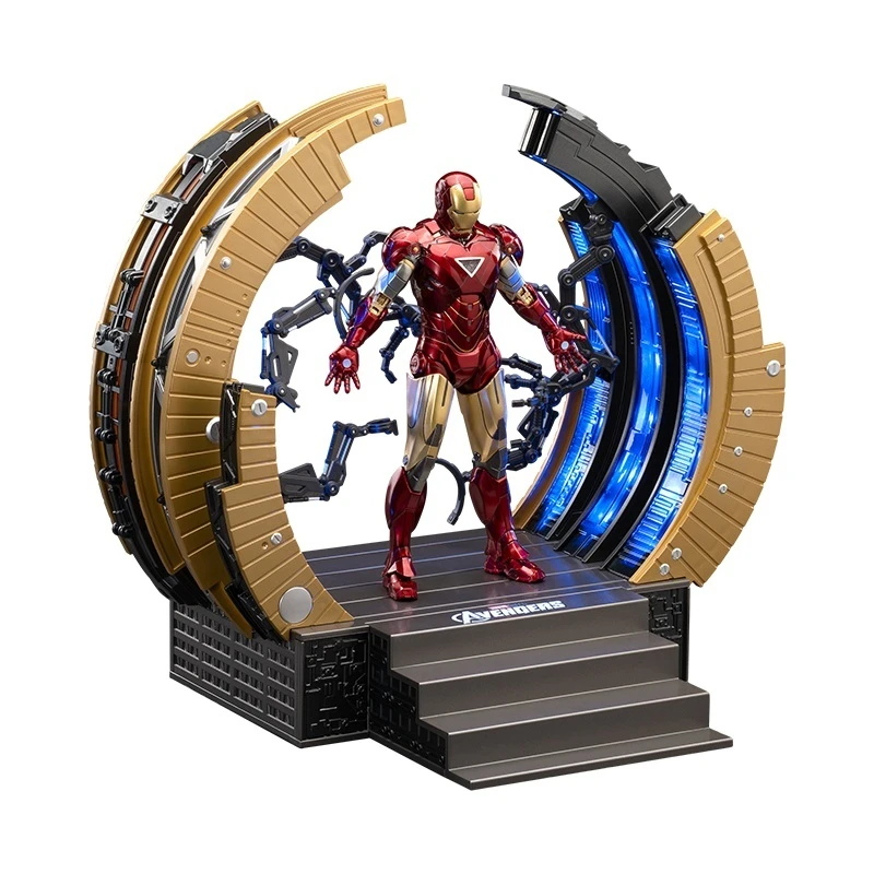 Zd Toys-Iron Man avec Portique Imbibé, Armure Circulaire LED, Plate-Forme de Démontage, Mk6, Anime Tony Stlavabo, Modèle Figurine d'Action, Original