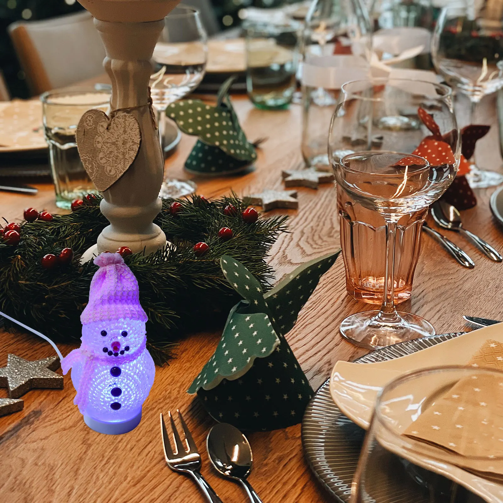 

2Pcs Snowman LED Christmas Night Light Table Lamp Bedside Decorative Light Desktop Lamp for Bedroom Living Room Office