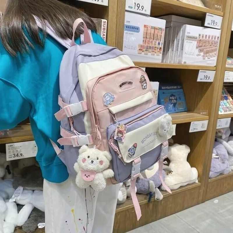 Elegante borsa da scuola in nylon Zaini casual per laptop Zaino da scuola per studenti adolescenti delle scuole medie