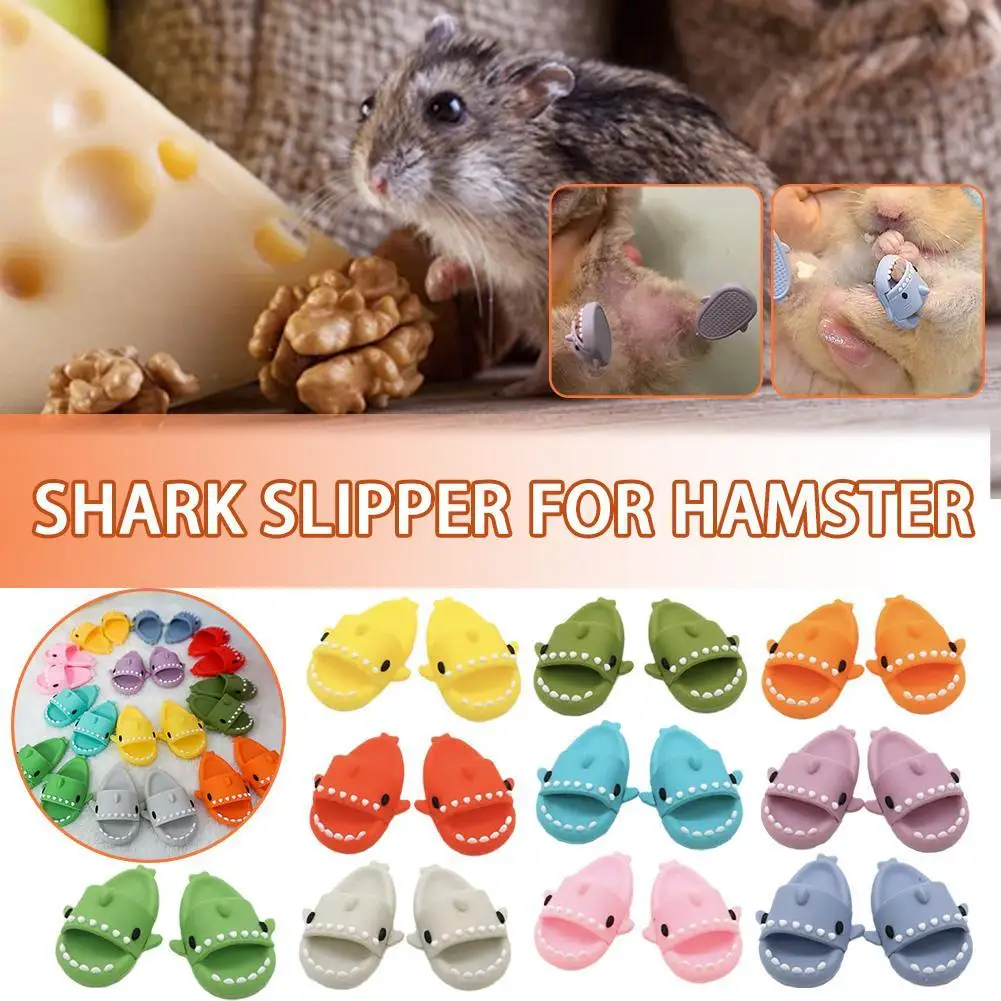 1pair Mini Shark Slipper For Small Pet Hamster Little Turtle Little Lizard Hedgehog Small Small Pet Hamster Slipper Supplies