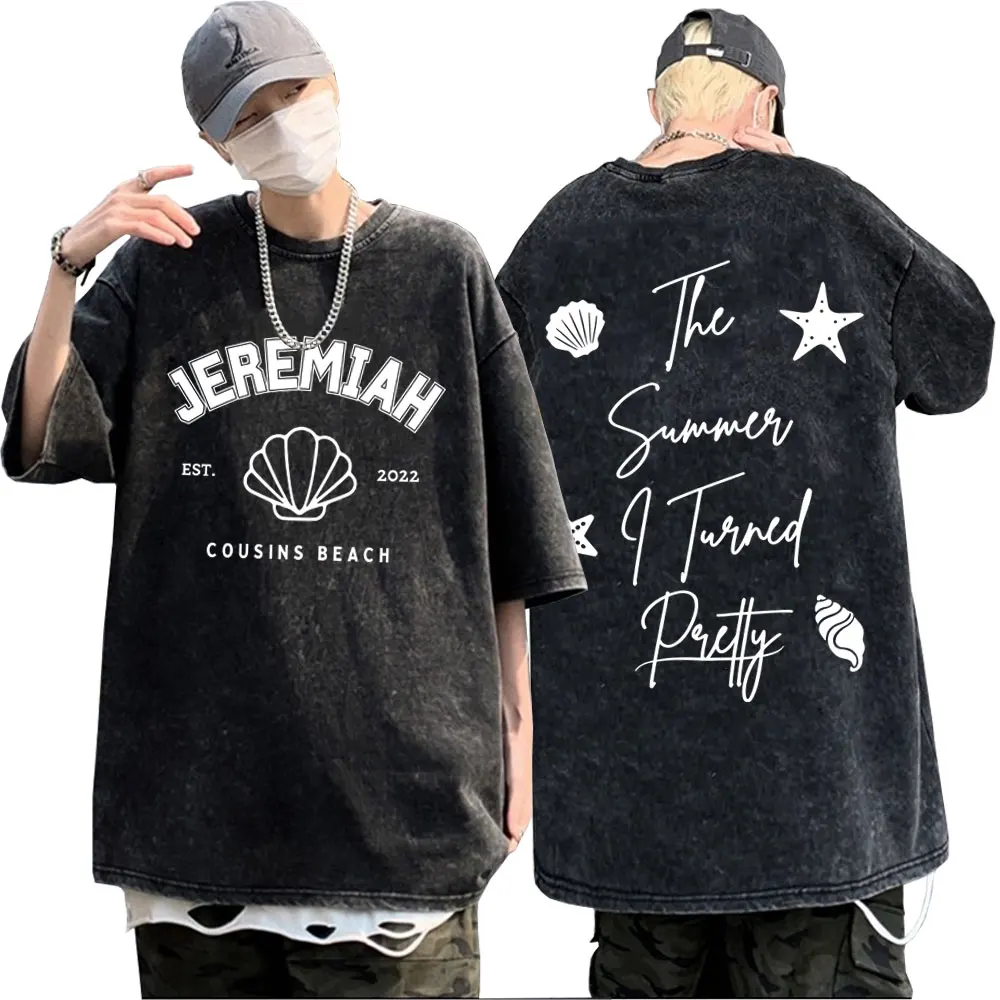 

Washed Vintage The Summer I Turned Pretty Team Jeremiah Cousins Beach T-shirt Men Women Casual Cotton Retro Short Sleeve T Shirt