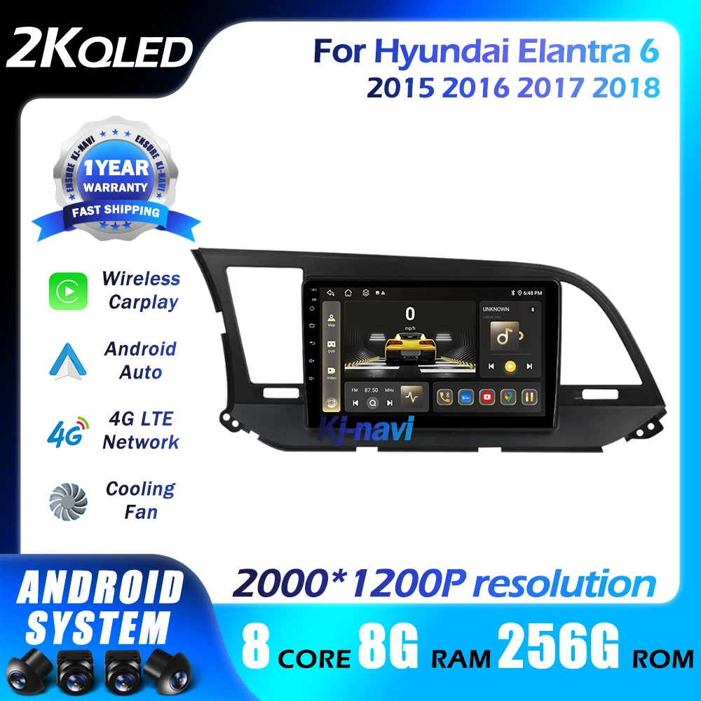 

Автомагнитола на Android 14 для Hyundai Elantra 6, 2015, 2016, 2017, 2018, Carplay, DSP, QLED, GPS-навигация, мультимедийный видеоплеер, Wi-Fi, 4G