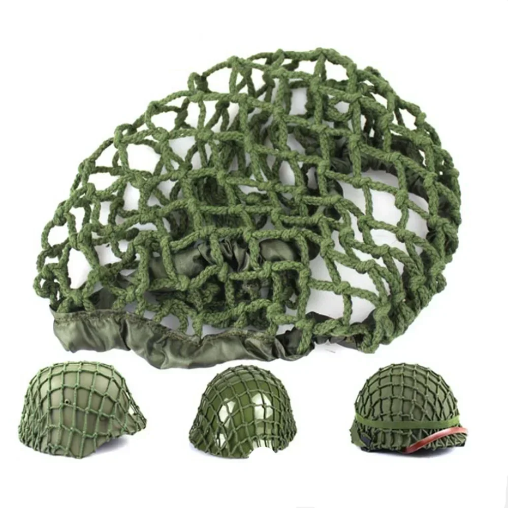 WW2 M1 M35 Helmet Net Cover Replica WW2 US Hat Cotton Proctection Disguise Coarse Camouflage Net Mesh Enclosure