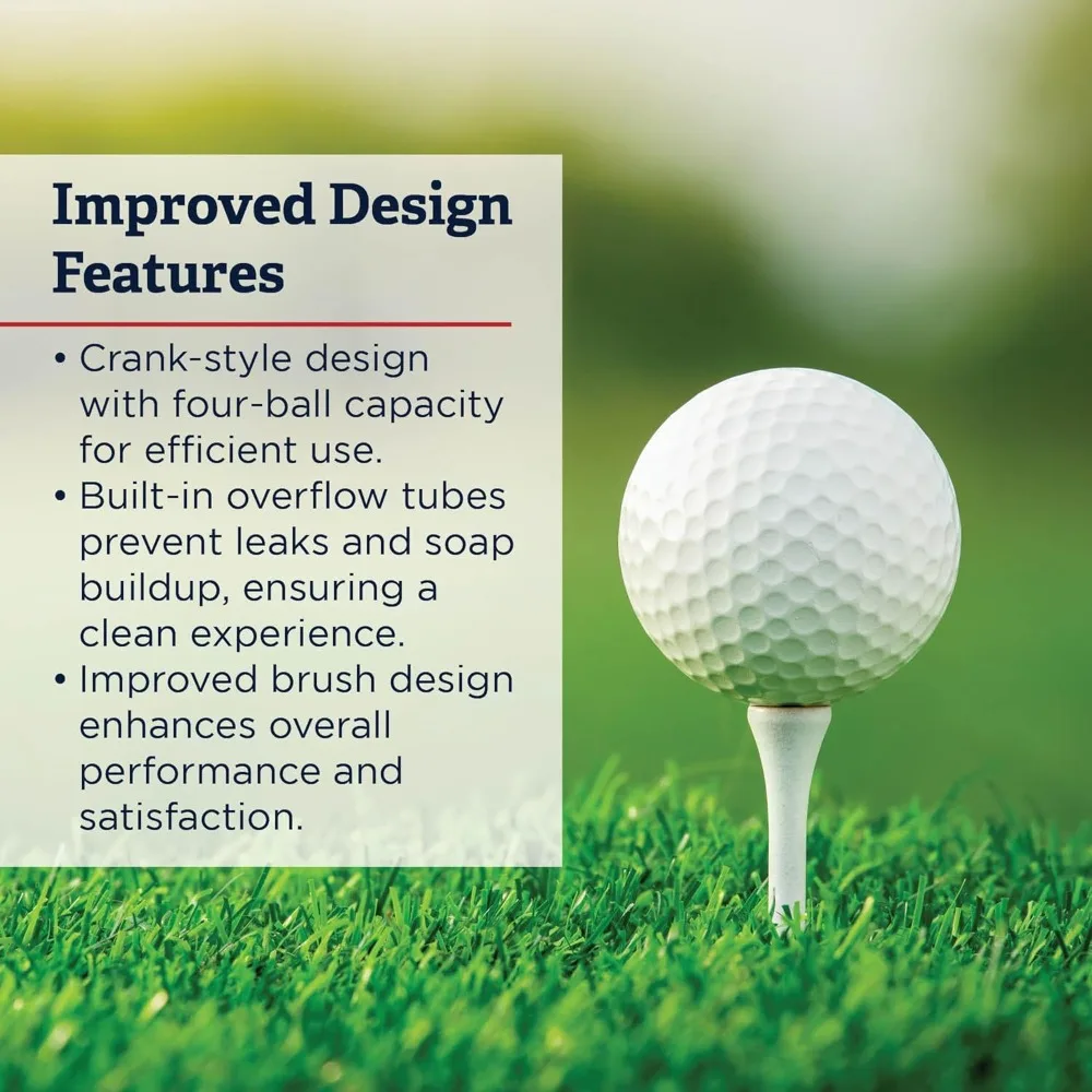 Classic Ball Washer - 4 Ball Capacity Golf Ball Cleaner | Improved Brush Design, Available in 7 Colors