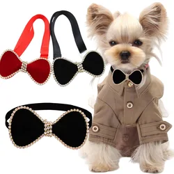 10 Uds. De pajaritas exquisitas para perros, Collar de pajarita para perros pequeños y gatos con diamantes a la moda, accesorios de boda para perros, suministros para el cuidado de mascotas