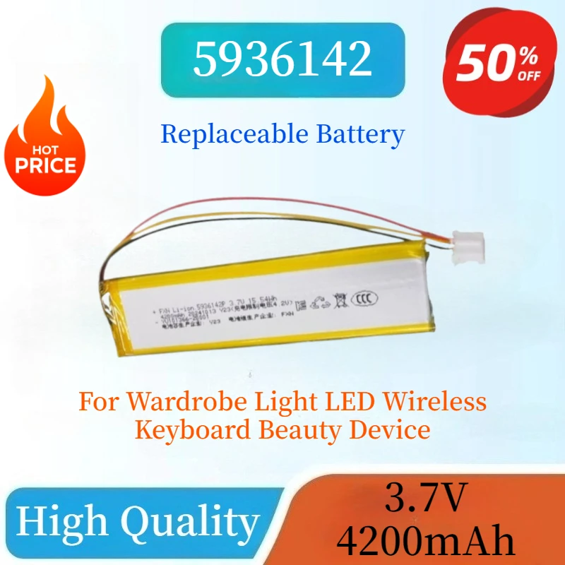 

High Quality Brand New 5936142 3.7V 4200mAh Replacement Lithium Battery For Wardrobe Light LED Wireless Keyboard Beauty Device