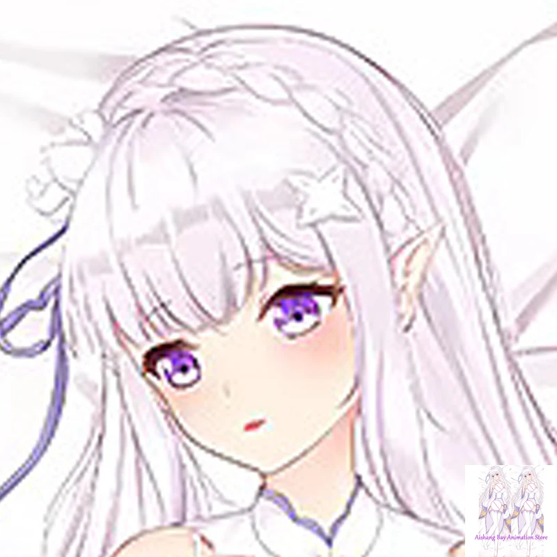 

Dakimakura Anime Pillow Cover Emilia Double Sided Print Life-size Body Decoration