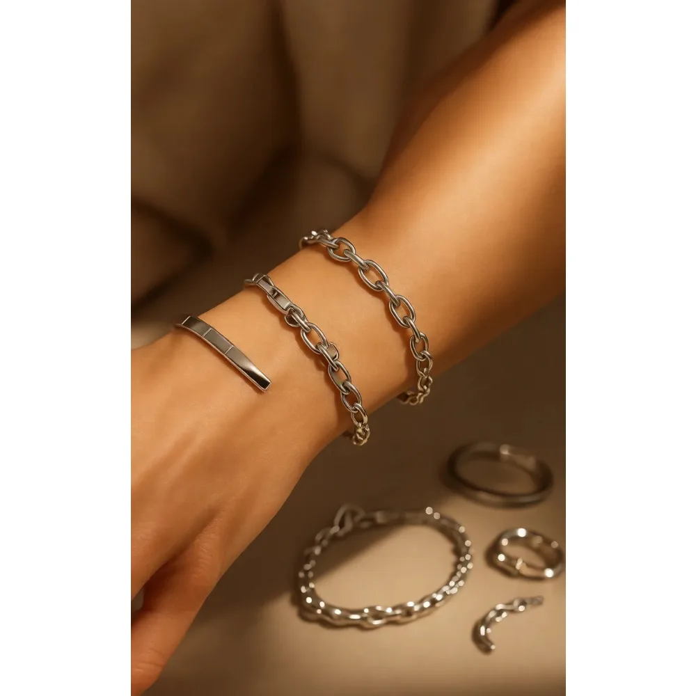 

Нежный многослойный золотой браслет-набор, штабелируемый, минималистичный, водонепроницаемый, не тускнеет, подарок для женщин