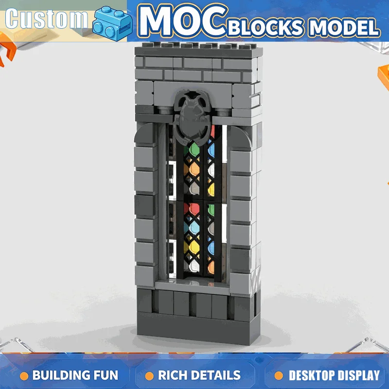 94PCS Gothic Stained Glass Window Building Blocks Medieval Architecture Display Model DIY Assembly Set Creative Home Decor Gift